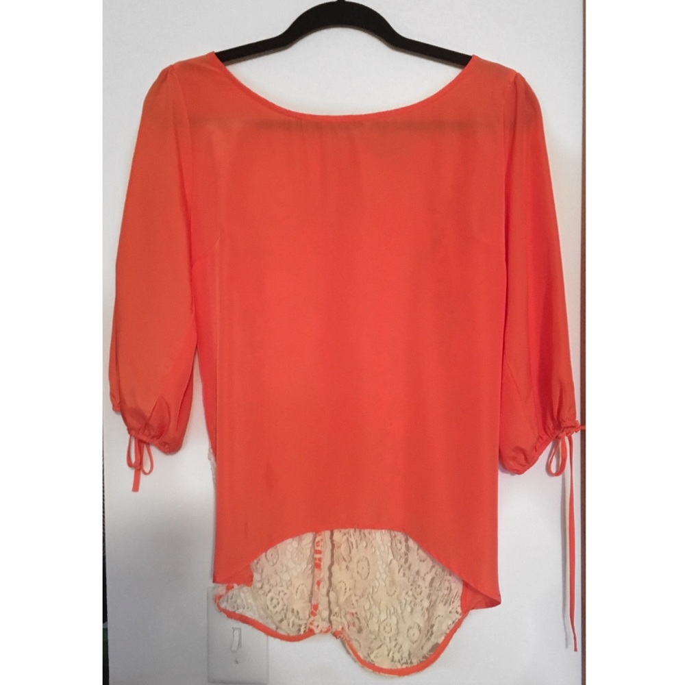 Daytrip Orange and cream lace blouse